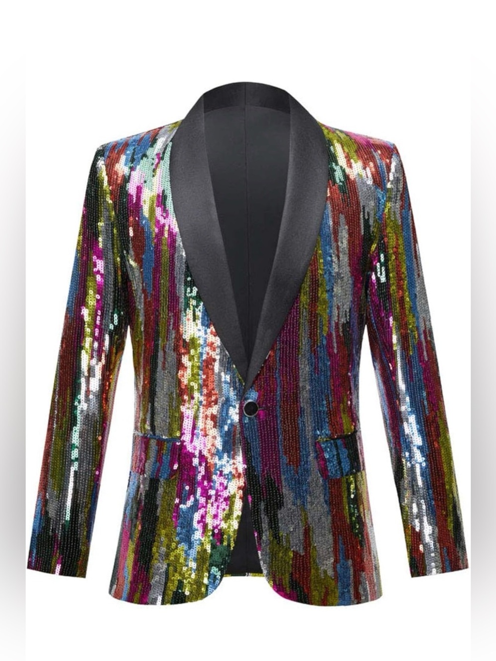 Multicolor Sequin Shawl Collar Blazer - Men